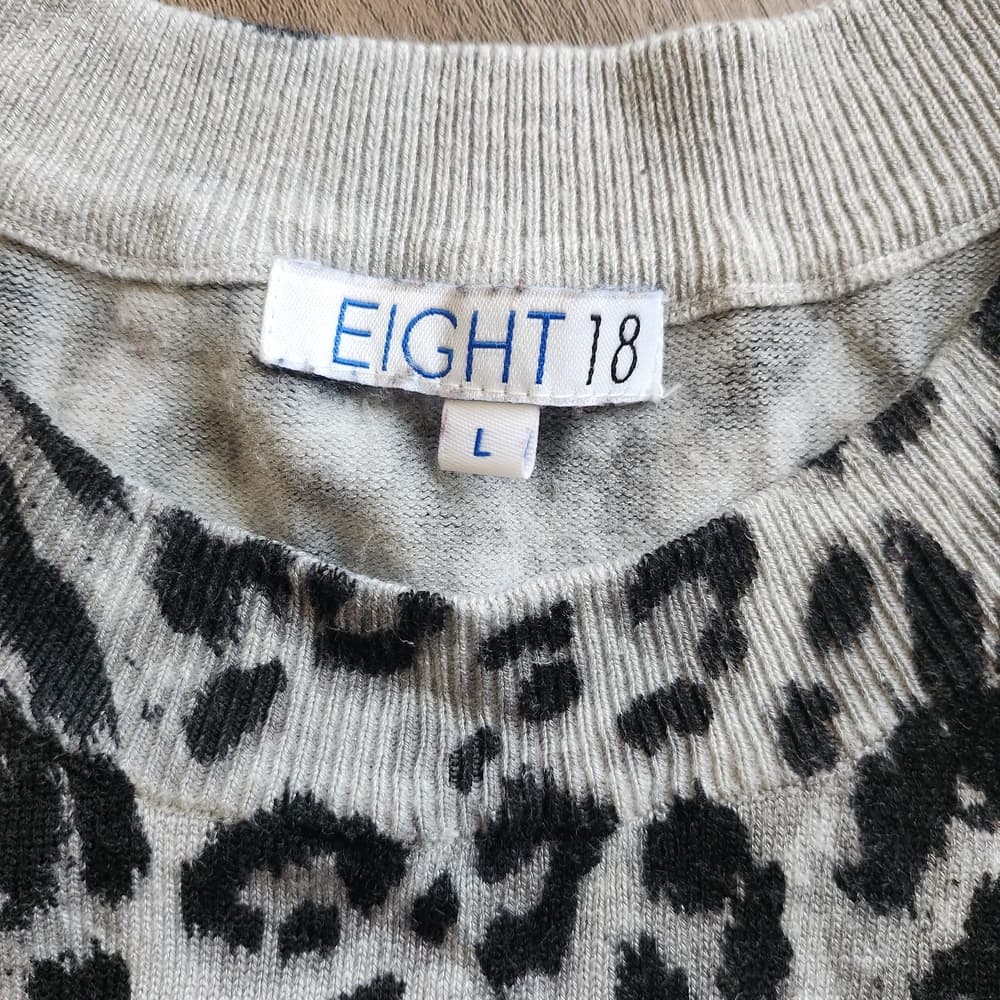 Soft Black And Grey Leopard Print Long Sleeve Sweater Top - Thumbnail 3