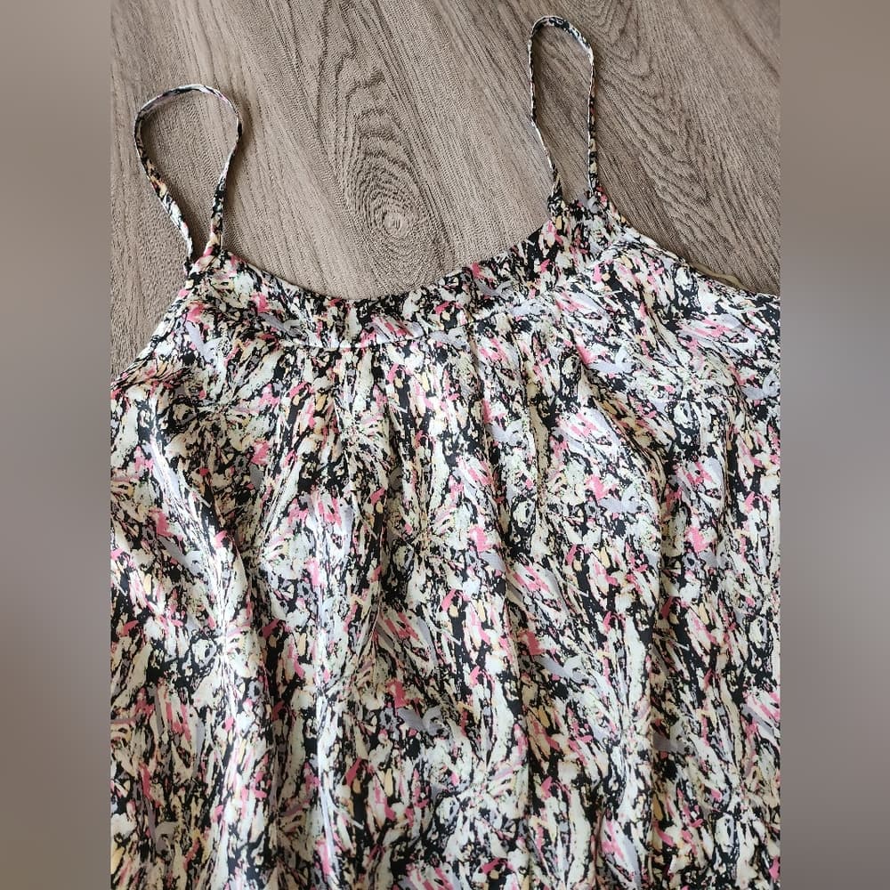 Cute Cream And Pink Spaghetti Strap Mini Polyester Dress With Pockets - Thumbnail 3