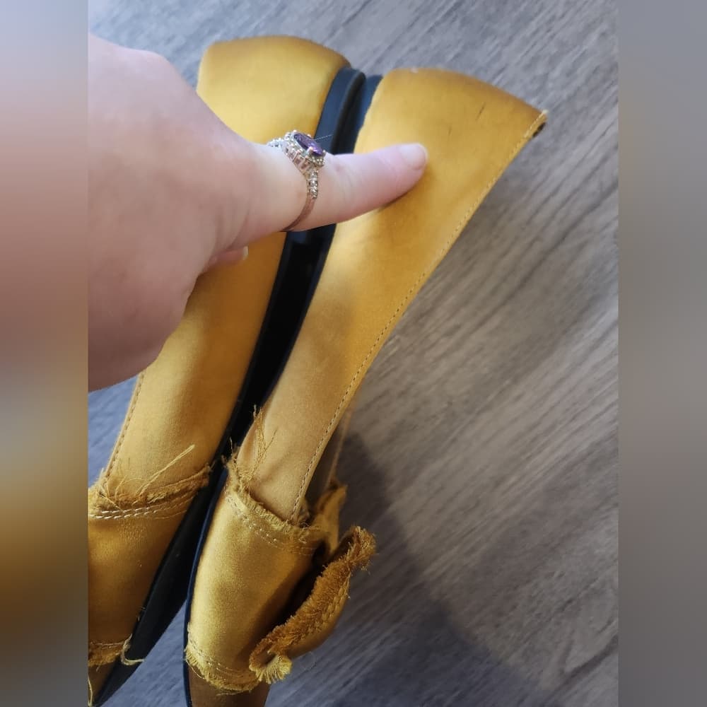 Ann Taylor Golden YellowBow Tie Pointed Toe Women's Slip On Flats - Thumbnail 4