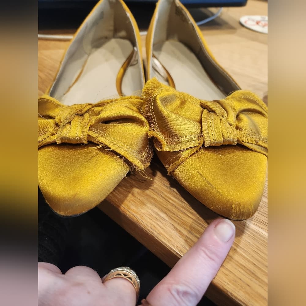 Ann Taylor Golden YellowBow Tie Pointed Toe Women's Slip On Flats - Thumbnail 13