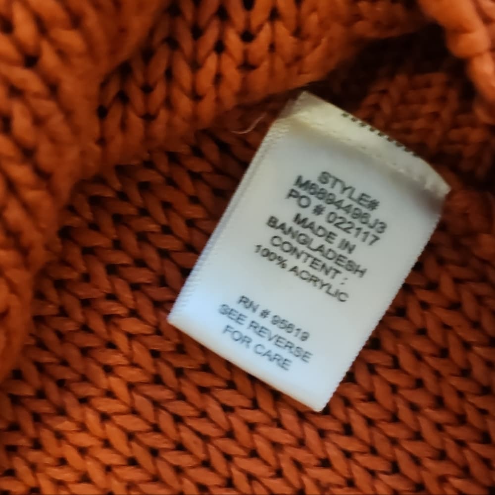 JohnPaulRichard Burnt Orange Cable Knit Sweater Crew Neck With Pockets - Thumbnail 6