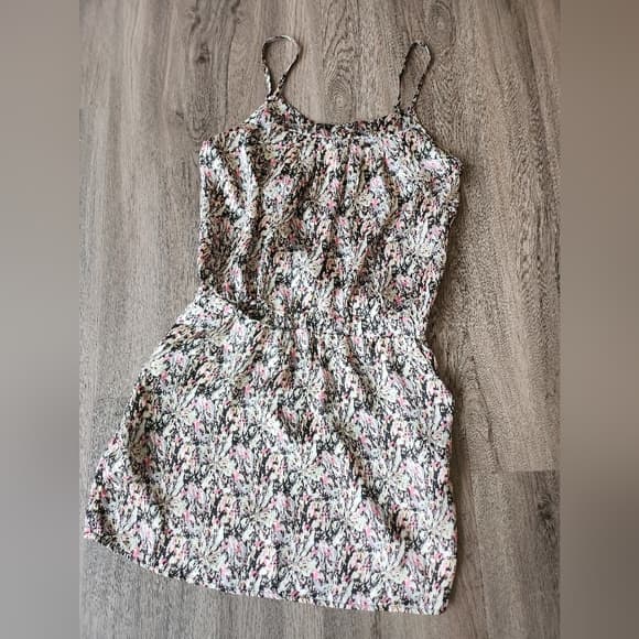 Cute Cream And Pink Spaghetti Strap Mini Polyester Dress With Pockets - Thumbnail 10