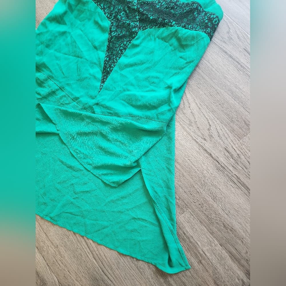XOXO Teal Green Tank Top with Black Lace Accent - Thumbnail 2