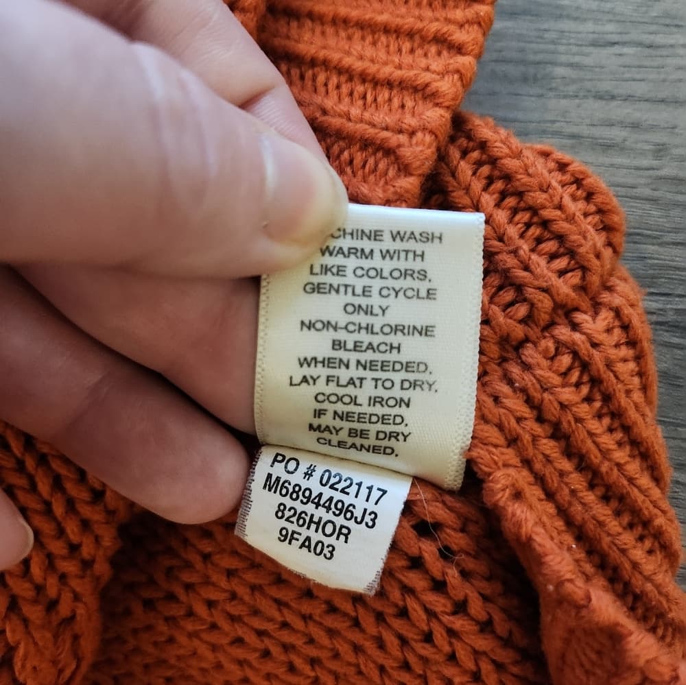 JohnPaulRichard Burnt Orange Cable Knit Sweater Crew Neck With Pockets - Thumbnail 7