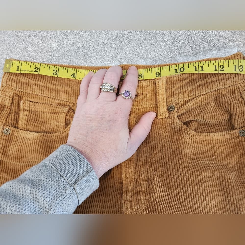 American Eagle Outfitters Tan Corduroy Pants Cropped Folded Hem Super Stretch - Thumbnail 9