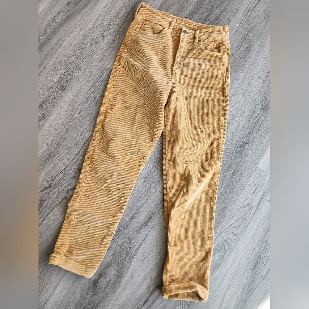 American Eagle Outfitters Tan Corduroy Pants Cropped Folded Hem Super Stretch - Thumbnail 12
