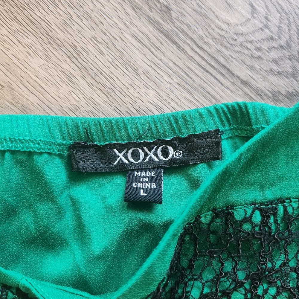 XOXO Teal Green Tank Top with Black Lace Accent - Thumbnail 6