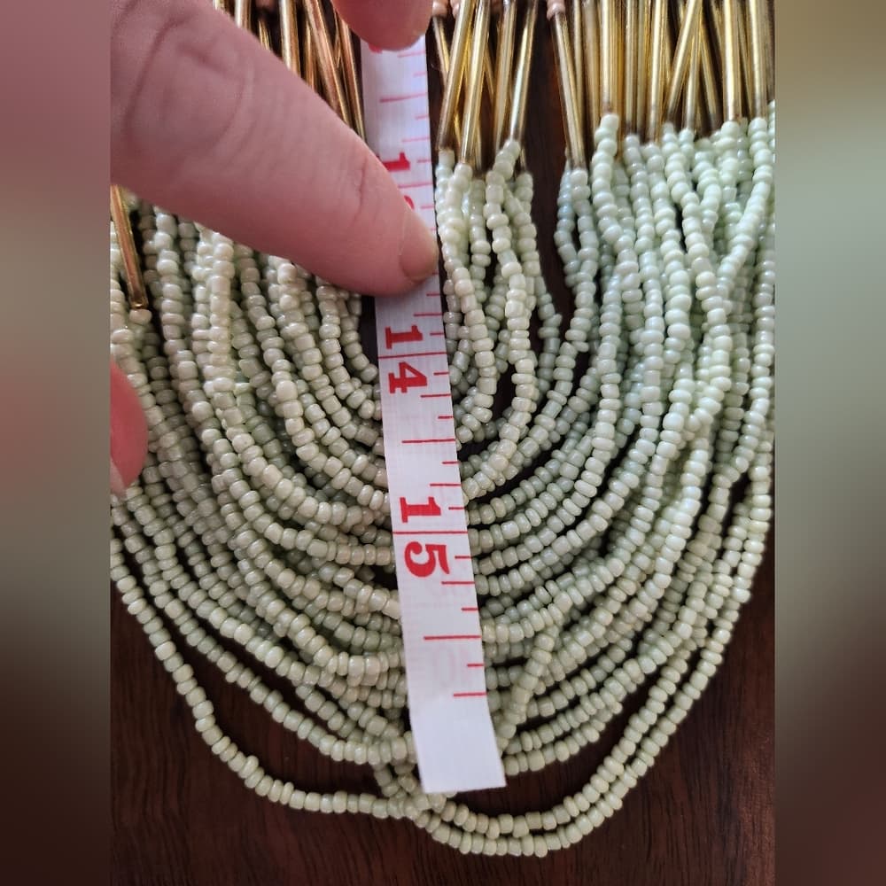 Pretty Gold Tone And Pastel Multi Layered Beaded Necklace - Thumbnail 7