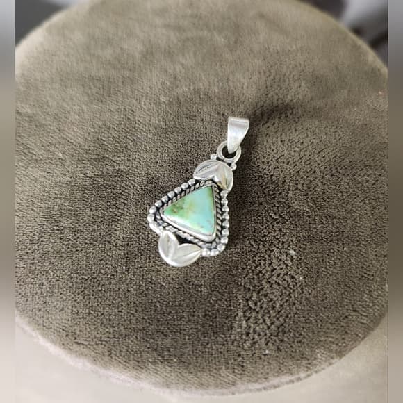 New- Sterling Silver Sanoran Gold Turquiose Southwestern Style Dainty Pendant - Thumbnail 8