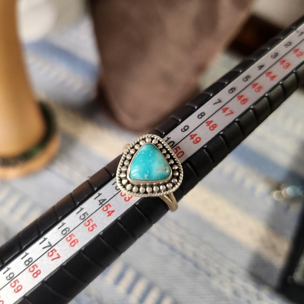 New- Southwestern Style White WaterTurquoise Sterling Silver Ring - Thumbnail 6