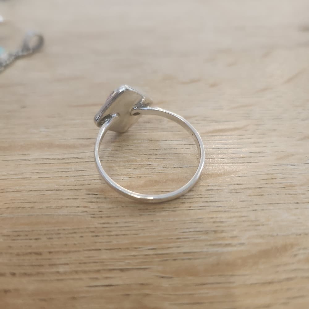 Cotton Candy Turquoise Shadow Box Ring | Sterling Silver Southwestern Style - Thumbnail 7
