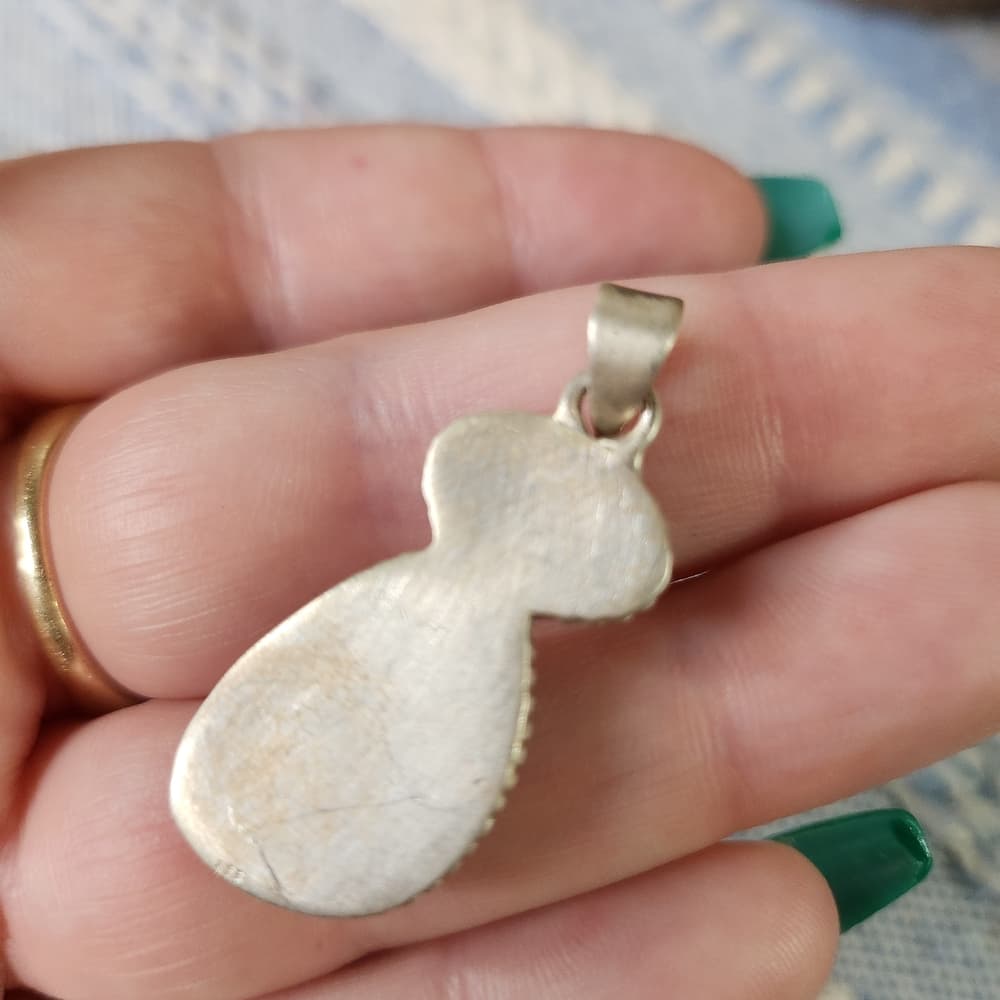 New - Royston Ribbon Wild Horse Turquoise Double Closed Sterling Silver Pendant - Thumbnail 6