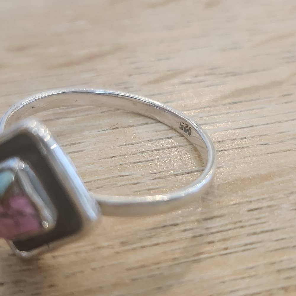 Cotton Candy Turquoise Shadow Box Ring | Sterling Silver Southwestern Style - Thumbnail 6