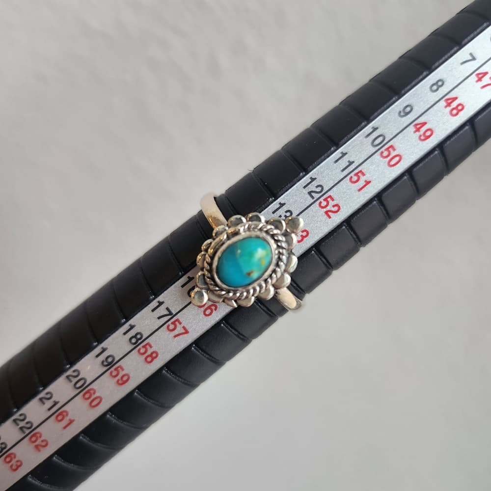 New- Sterling Silver Turquoise Ring | Petite Oval Cabochon | Southwestern Style - Thumbnail 3