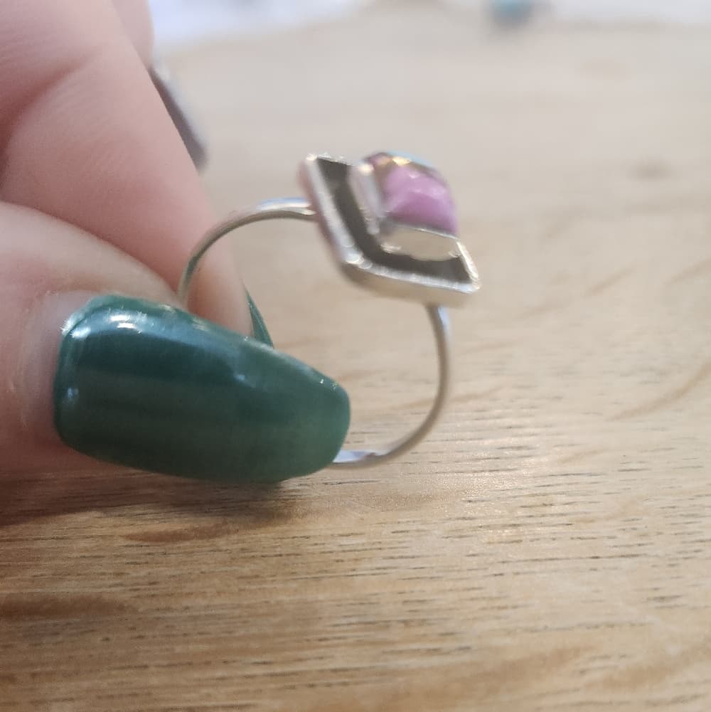 Cotton Candy Turquoise Shadow Box Ring | Sterling Silver Southwestern Style - Thumbnail 8