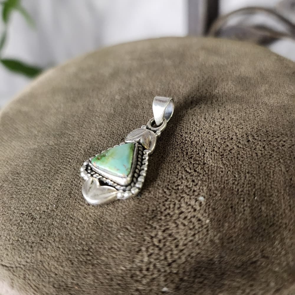 New- Sterling Silver Sanoran Gold Turquiose Southwestern Style Dainty Pendant