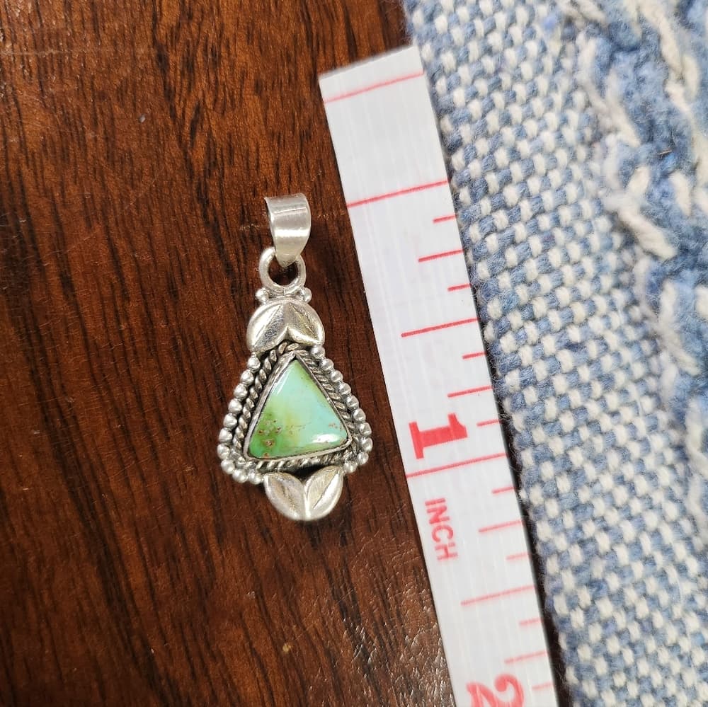 New- Sterling Silver Sanoran Gold Turquiose Southwestern Style Dainty Pendant - Thumbnail 5