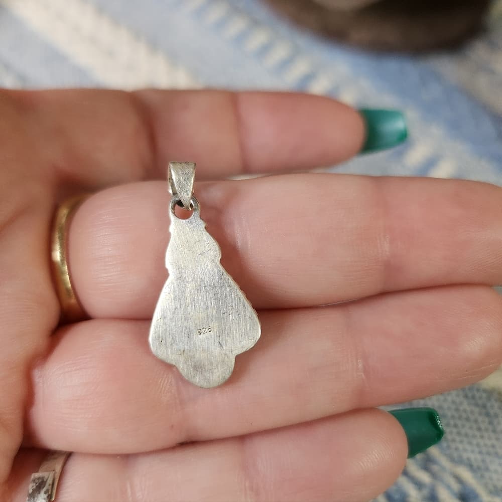 New- Sterling Silver Sanoran Gold Turquiose Southwestern Style Dainty Pendant - Thumbnail 4