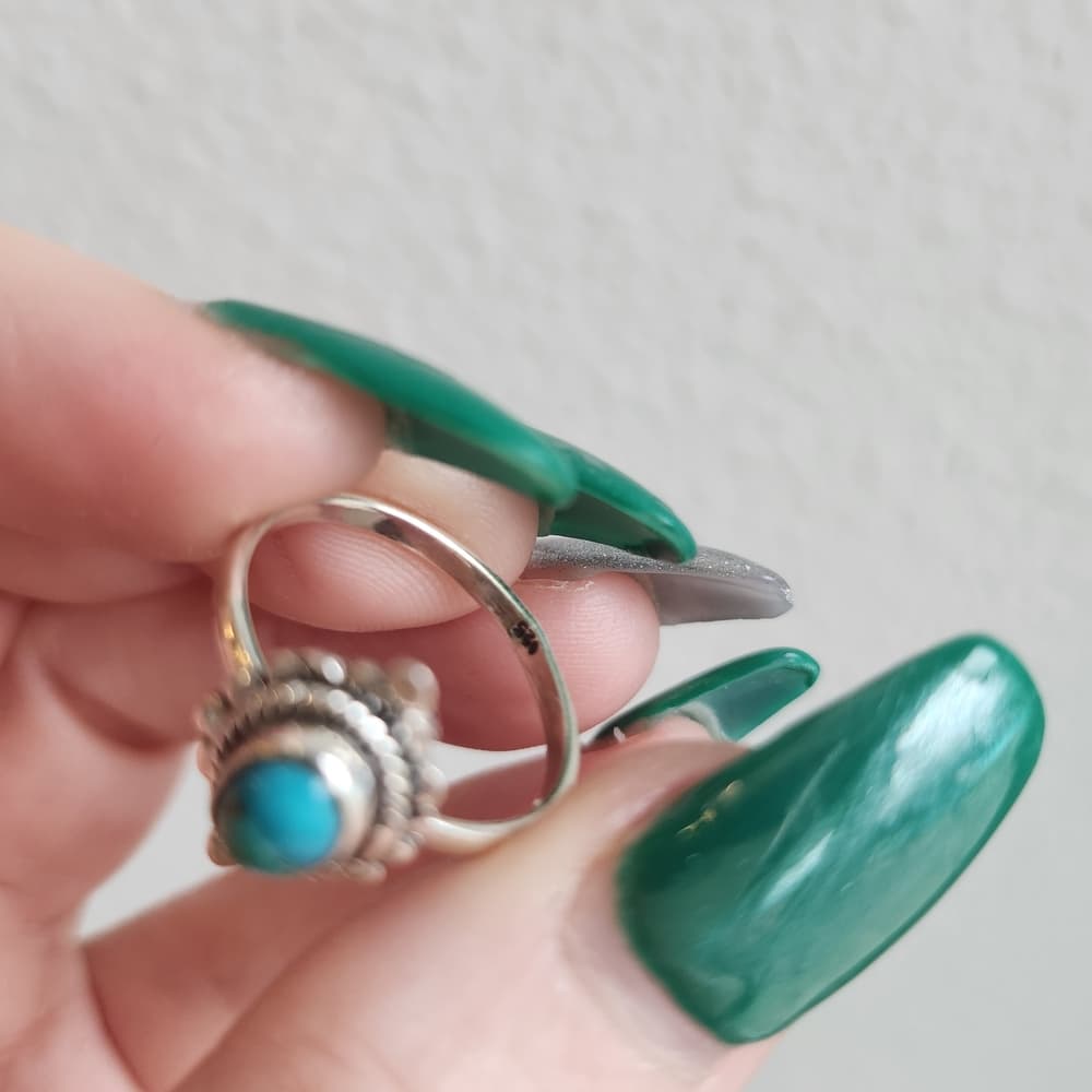 New- Sterling Silver Turquoise Ring | Petite Oval Cabochon | Southwestern Style - Thumbnail 10