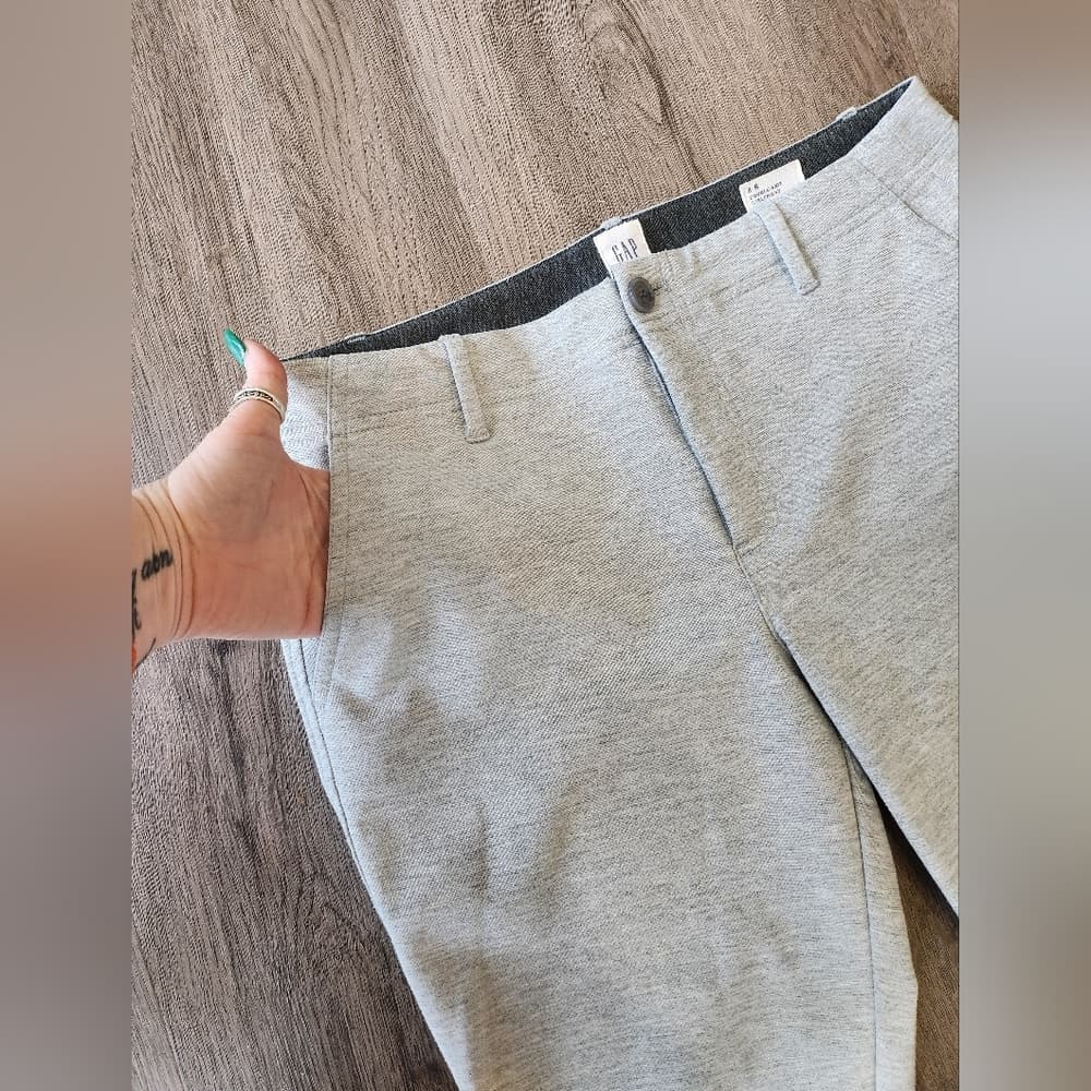 GAP Heather Gray Double-Knit Work Slacks Pants With Pockets - Thumbnail 2