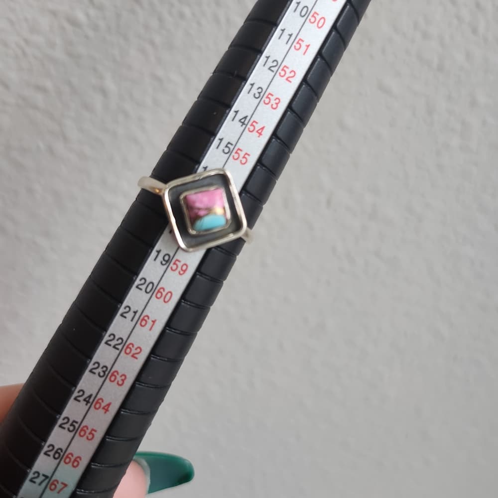Cotton Candy Turquoise Shadow Box Ring | Sterling Silver Southwestern Style - Thumbnail 2