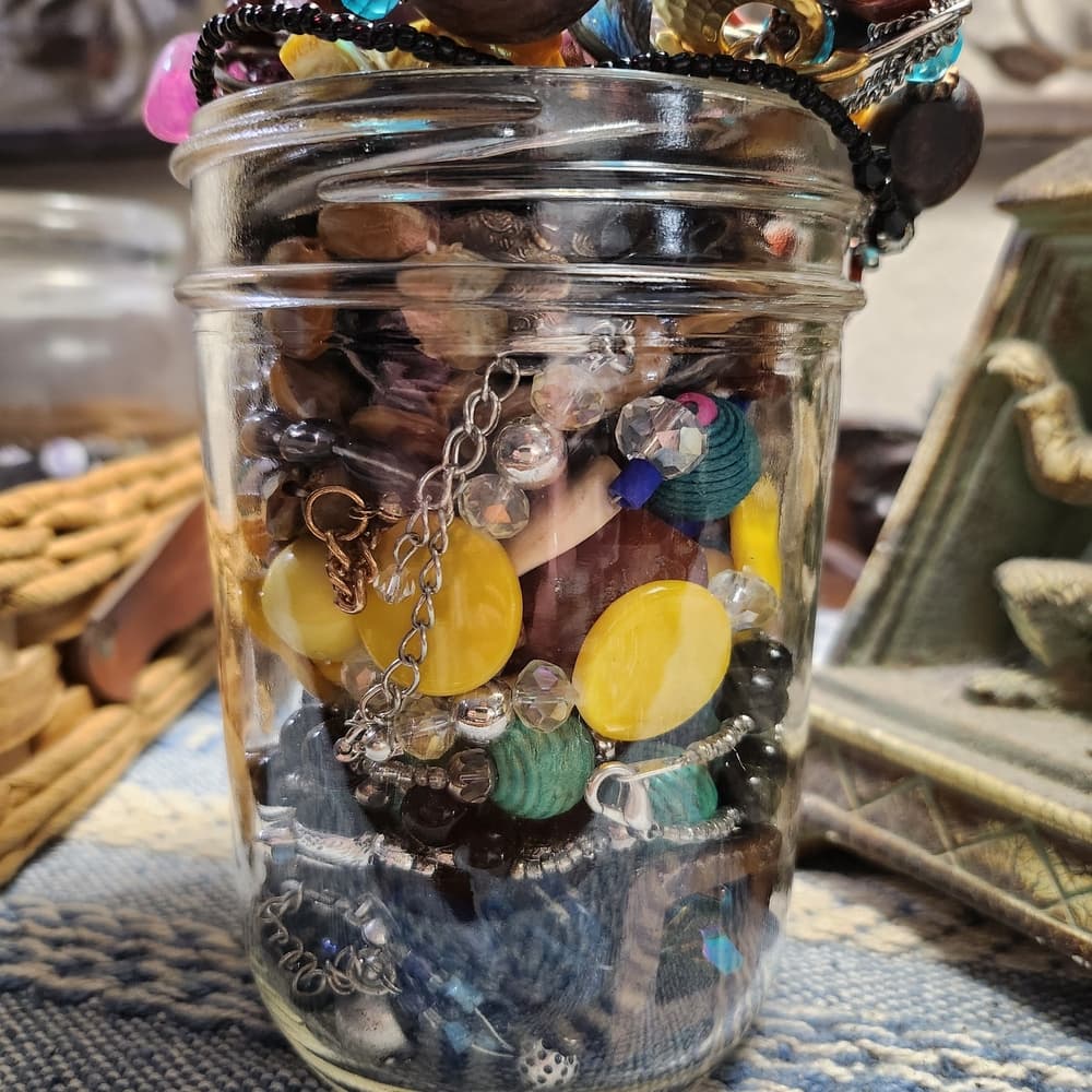 Bright Bold And Colorful Artistic Beaded Statement Necklace Mystery Jar - Thumbnail 4