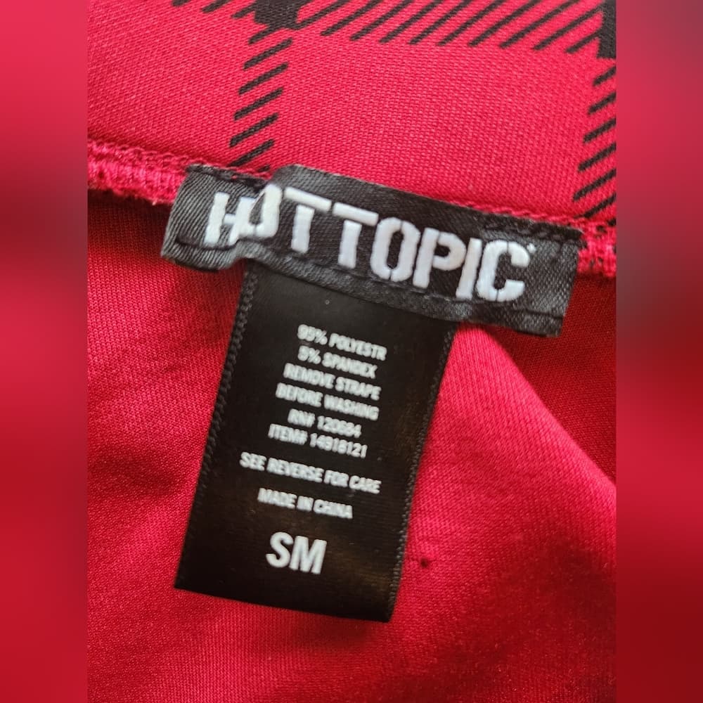 Hot Topic Black and Red Plaid Skater Skirt With Removable Suspenders - Thumbnail 3