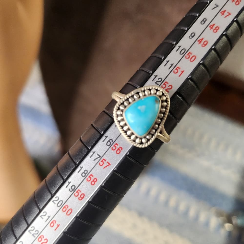 New- Southwestern Style White WaterTurquoise Sterling Silver Ring - Thumbnail 7