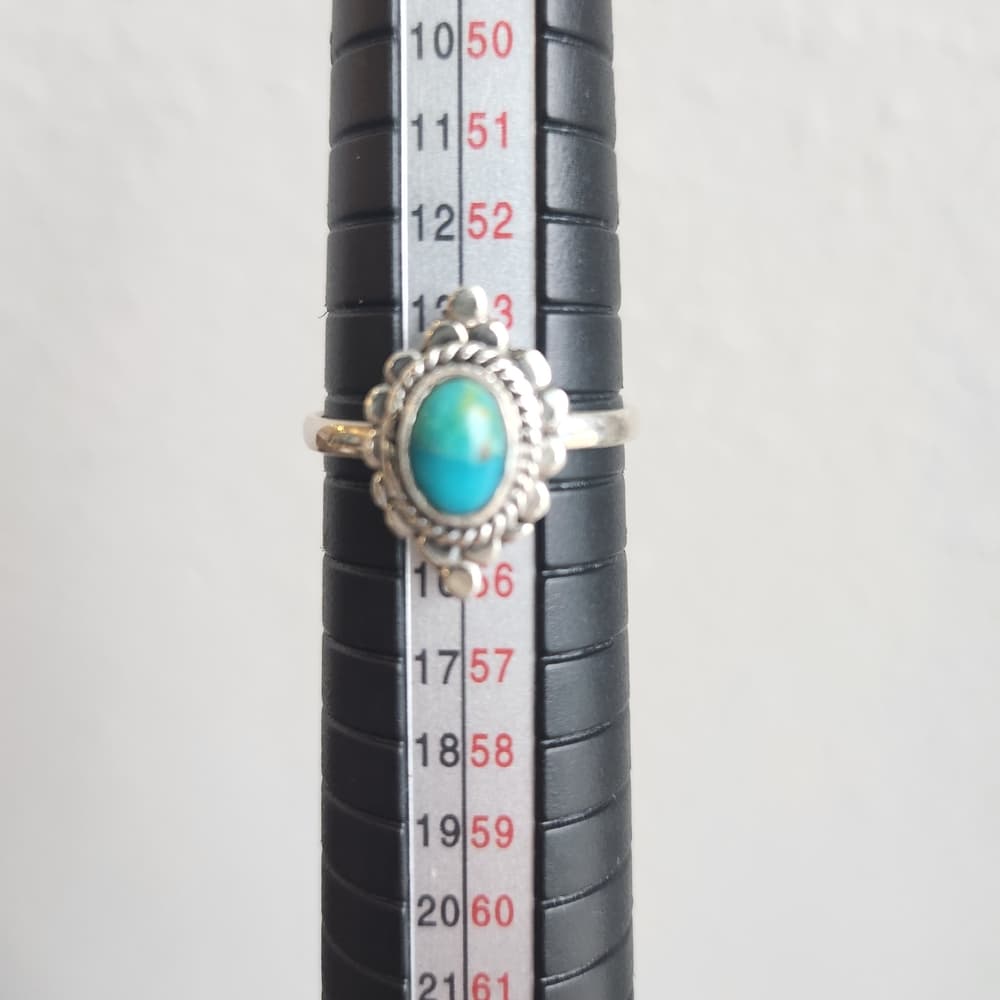 New- Sterling Silver Turquoise Ring | Petite Oval Cabochon | Southwestern Style - Thumbnail 4