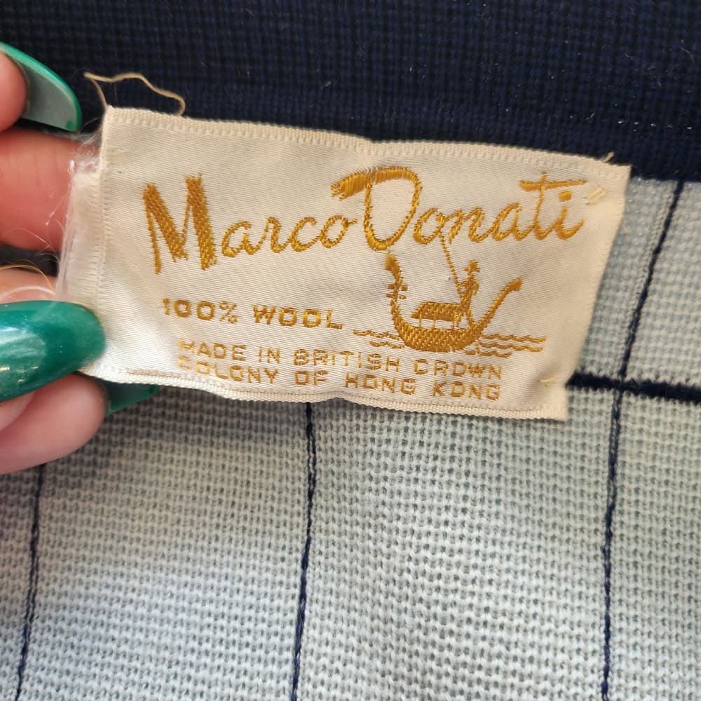 Vintage 100% Wool 1950s Marco Donati Mod Blue and White Checkered 2 Pc Jacket - Thumbnail 7
