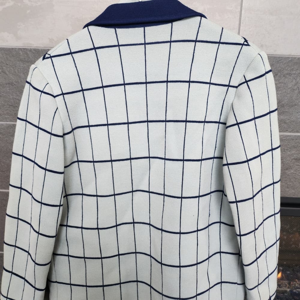 Vintage 100% Wool 1950s Marco Donati Mod Blue and White Checkered 2 Pc Jacket - Thumbnail 4