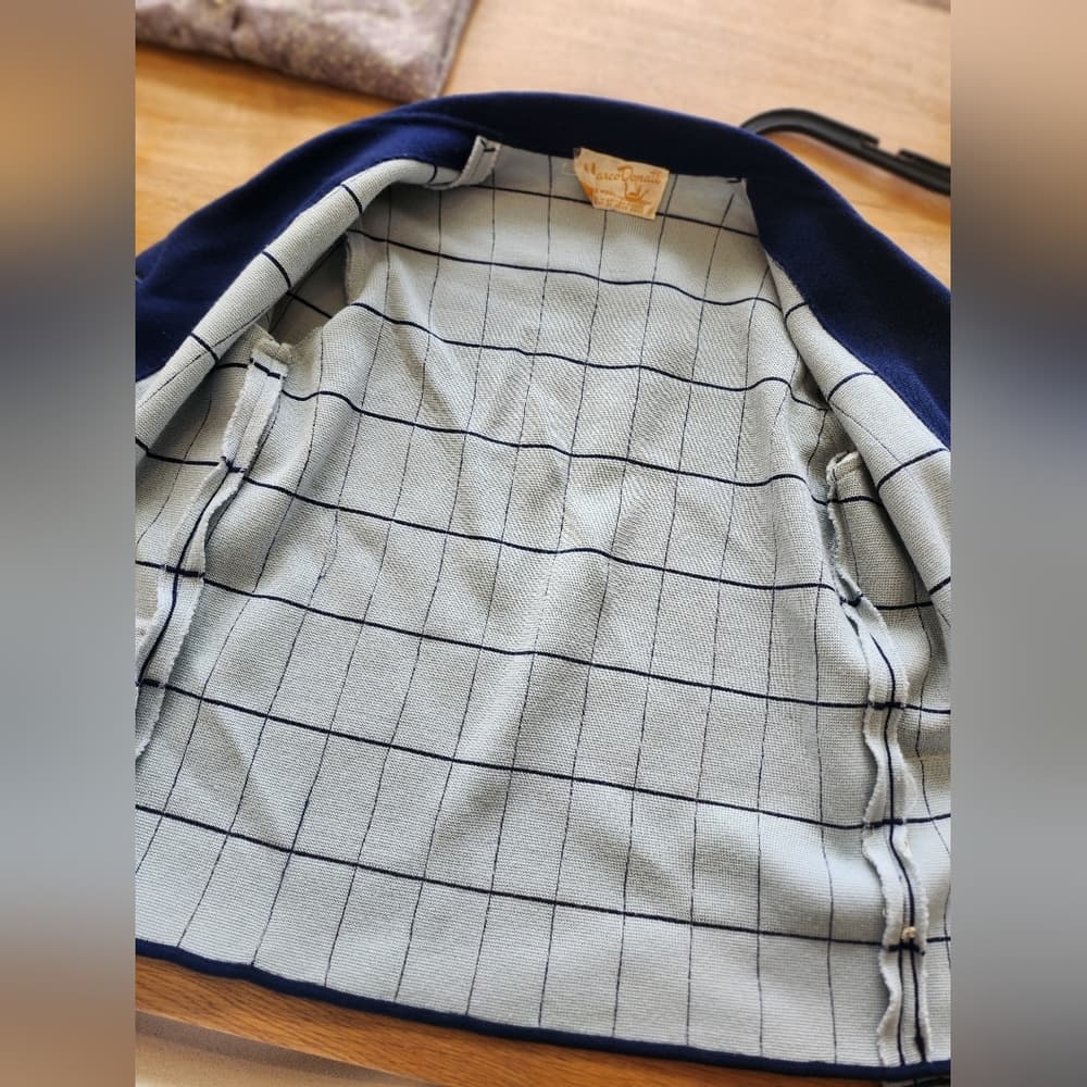 Vintage 100% Wool 1950s Marco Donati Mod Blue and White Checkered 2 Pc Jacket - Thumbnail 8