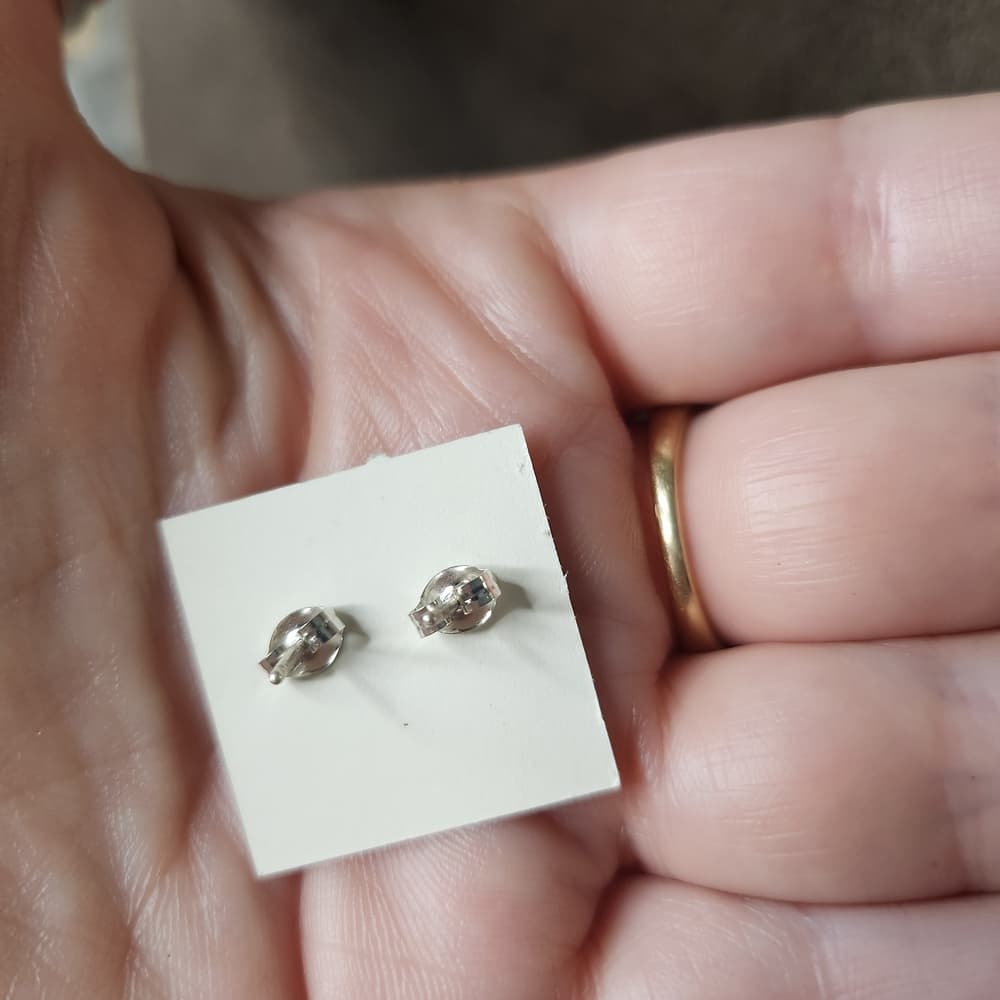 New Zuni Round Turquoise 925 Sterling Silver Stud Earrings Native Handmade - Thumbnail 4