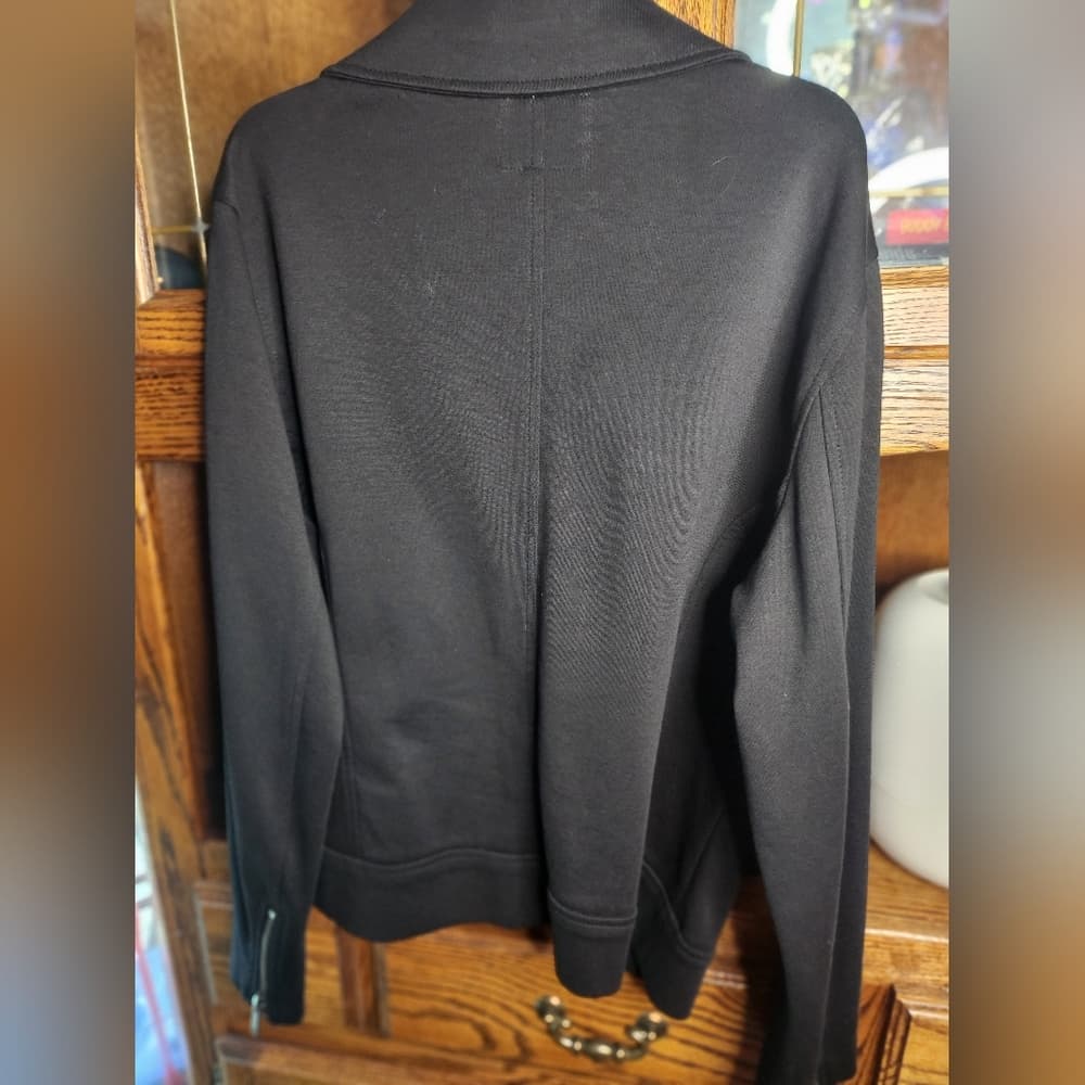 Old Navy Women's Black Biker Style Jacket with Silver Details - Thumbnail 5