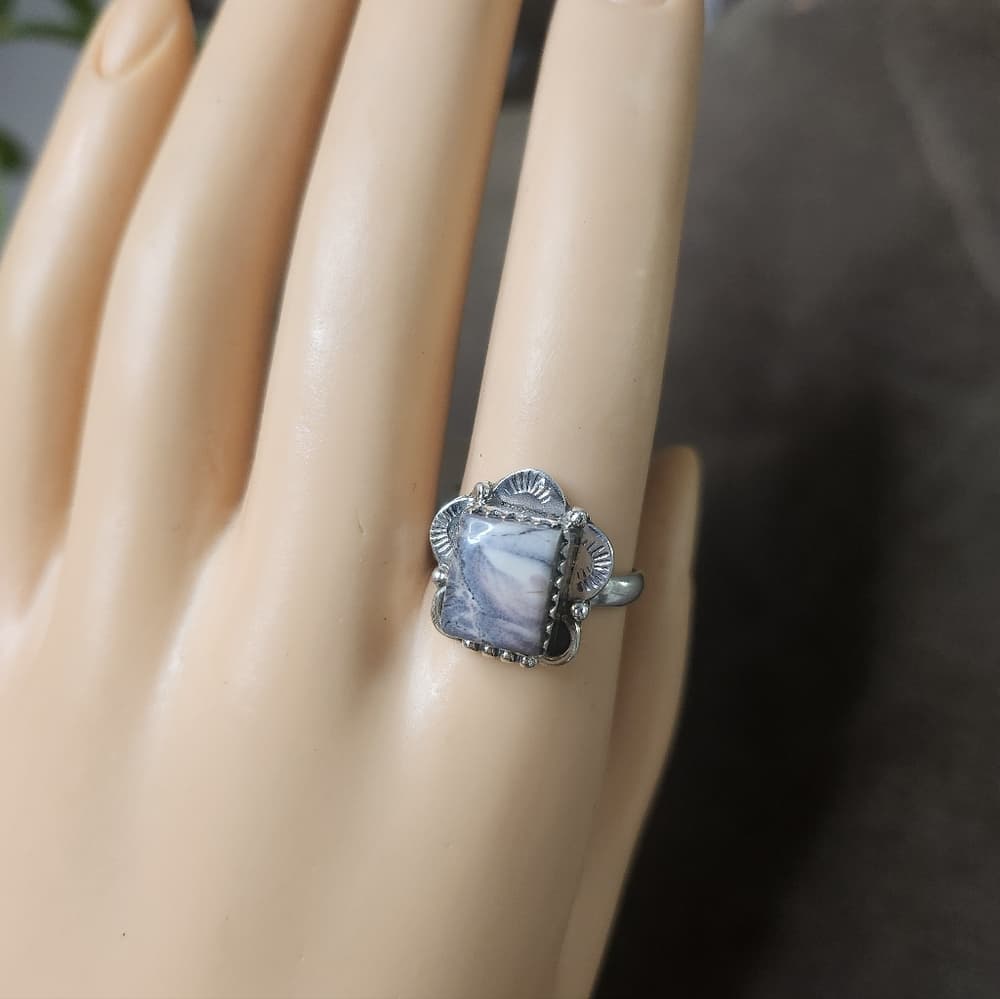 Porcelain Jasper Sterling Silver Ring | 925 Statement Stone | Boho Artisan - Thumbnail 3