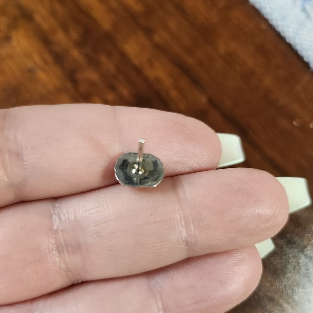 Sterling Silver Pink Aurora Opal Stud Earrings | Native | Handmade Southwestern - Thumbnail 8