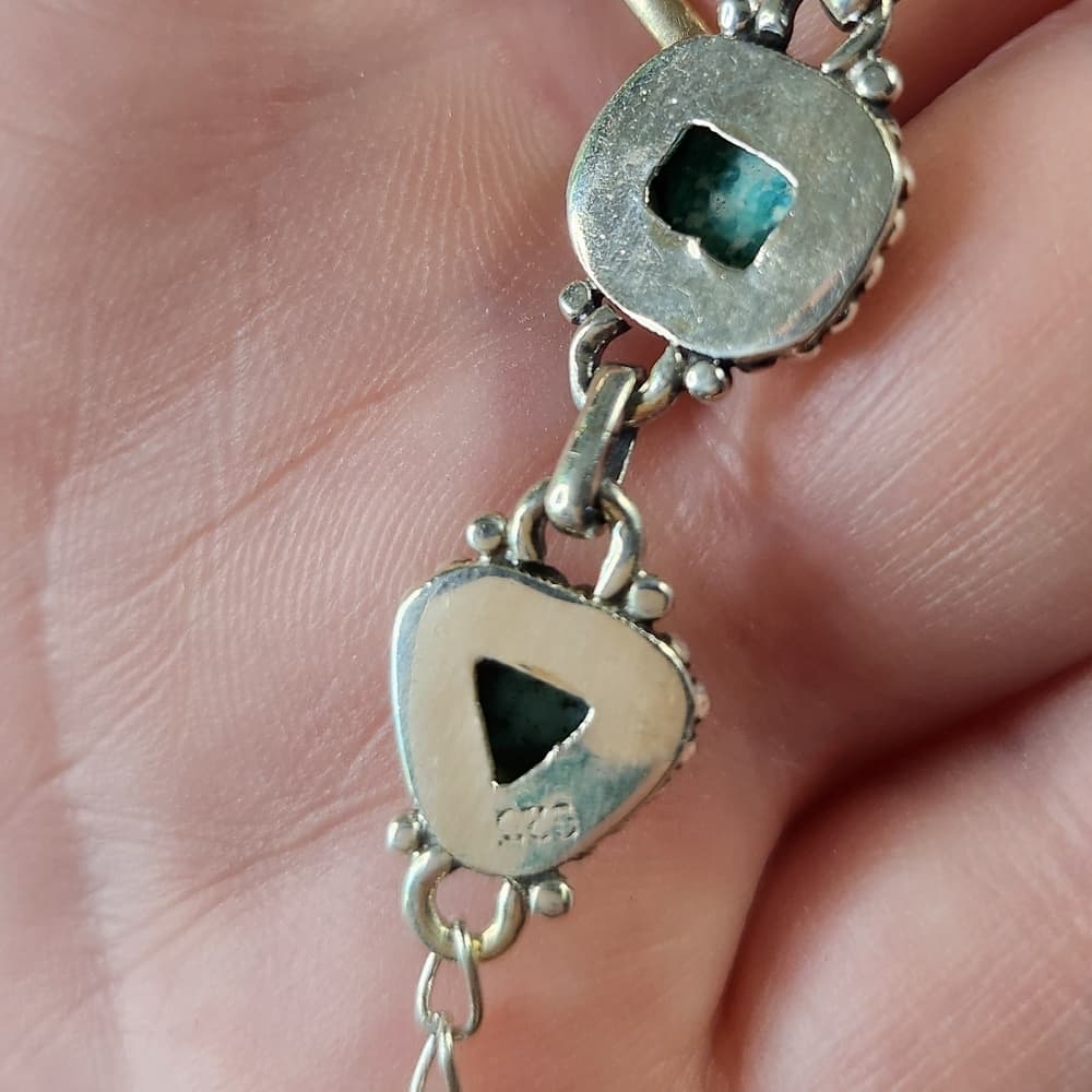 New - White Water Tuquoise Sterling Silver Link Chain Bracelet - Thumbnail 7