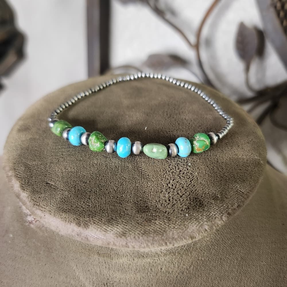 Sonoran Gold Turquoise & Sterling “Desert Pearl” Bracelet | Southwestern Stacker