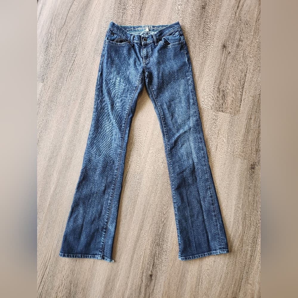 Women's EWN Nice Dark Blue Denim Boot Cut Jeans With Heel Bites - Thumbnail 11