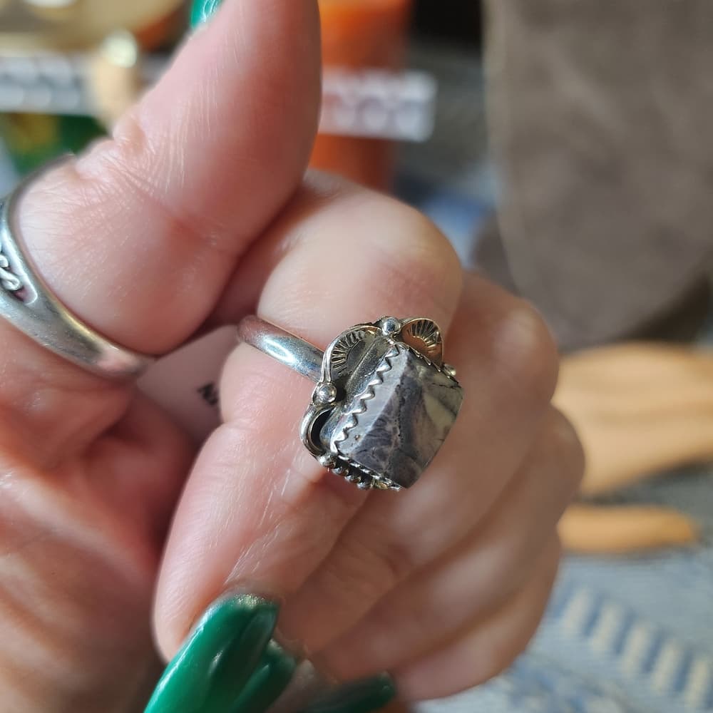 Porcelain Jasper Sterling Silver Ring | 925 Statement Stone | Boho Artisan - Thumbnail 11