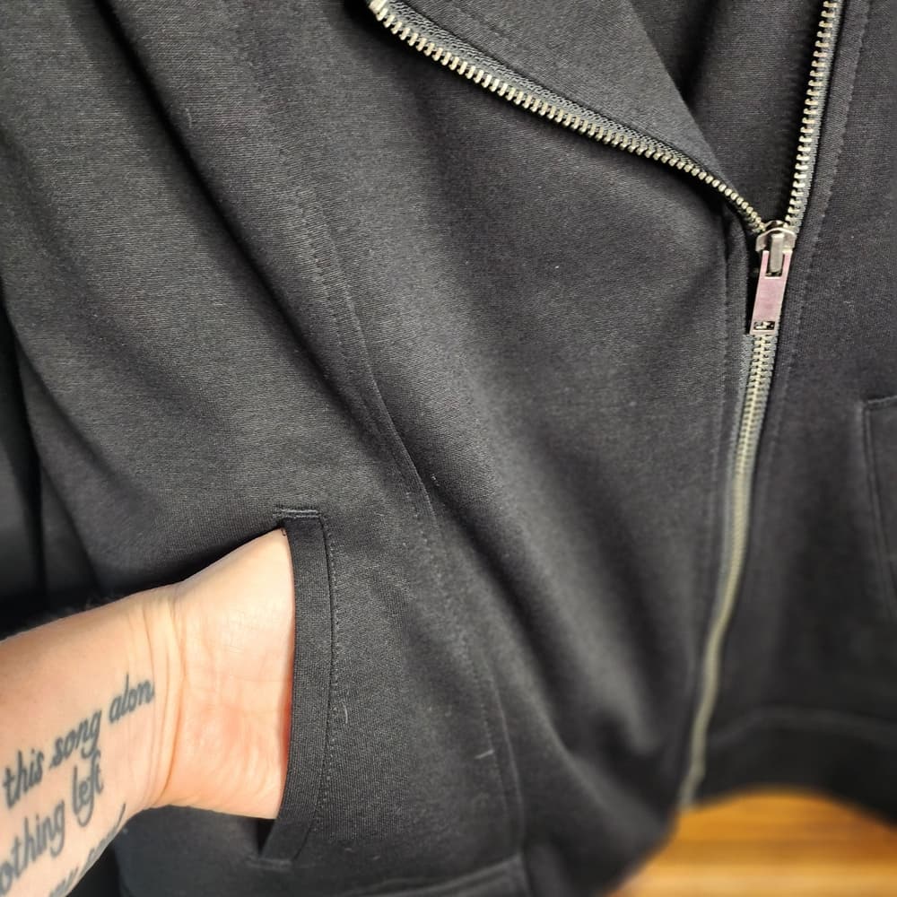 Old Navy Women's Black Biker Style Jacket with Silver Details - Thumbnail 4