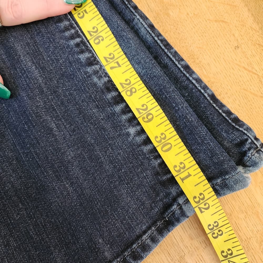 Women's EWN Nice Dark Blue Denim Boot Cut Jeans With Heel Bites - Thumbnail 9