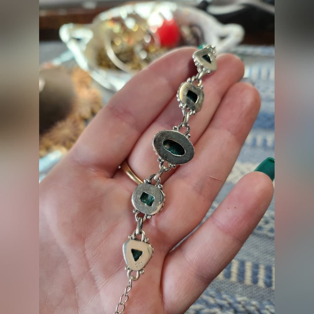 New - White Water Tuquoise Sterling Silver Link Chain Bracelet - Thumbnail 6