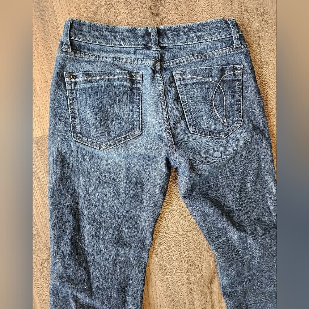 Women's EWN Nice Dark Blue Denim Boot Cut Jeans With Heel Bites - Thumbnail 6