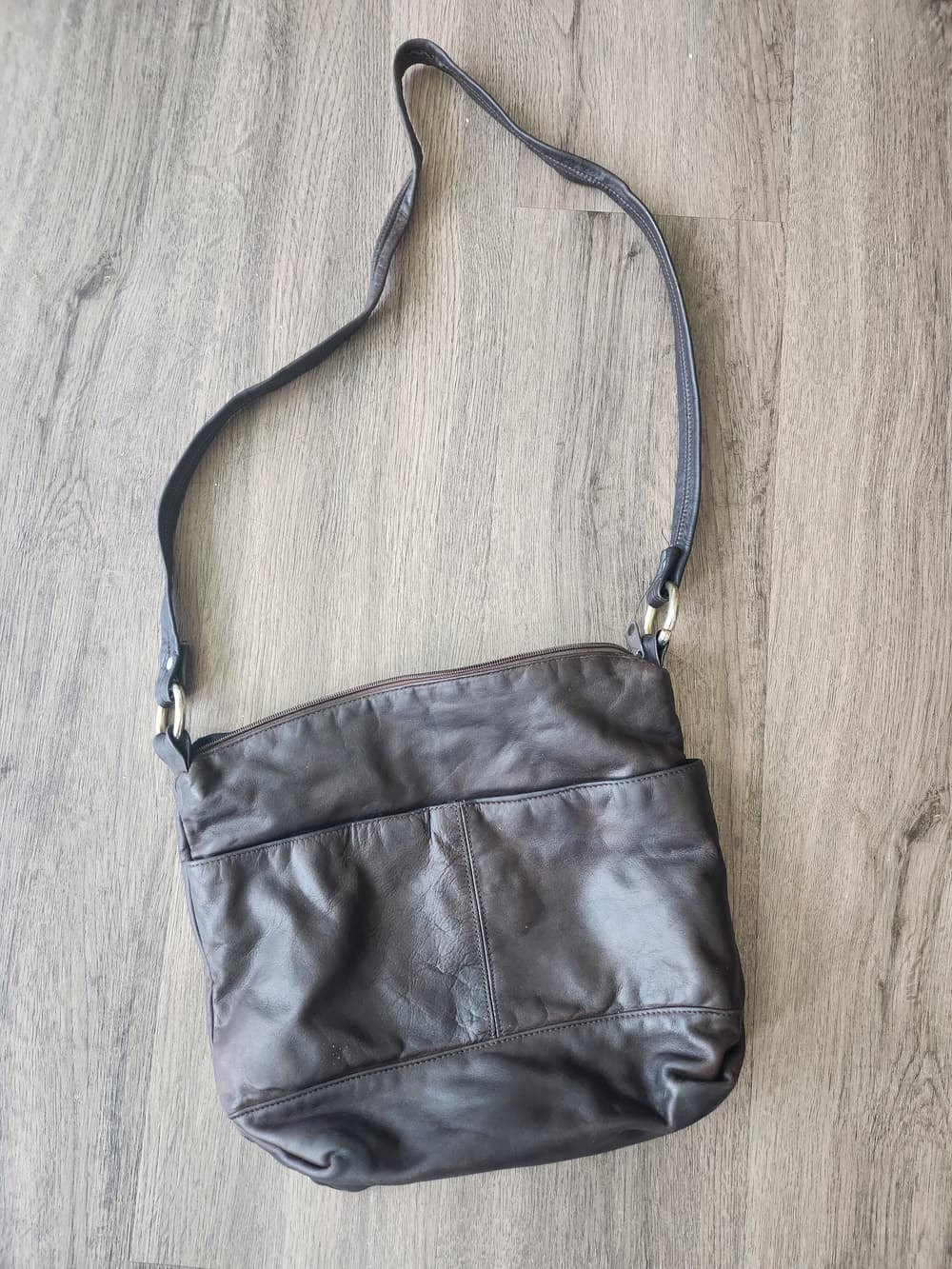 Vintage Genuine Leather Crossbody Bag With Pockets in Dark Brown - Thumbnail 13