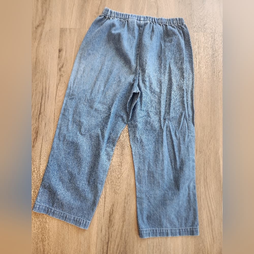 Liz Claiborne Lizwear Baggy Elastic Waist Denim Cropped Mom Jeans - Thumbnail 4