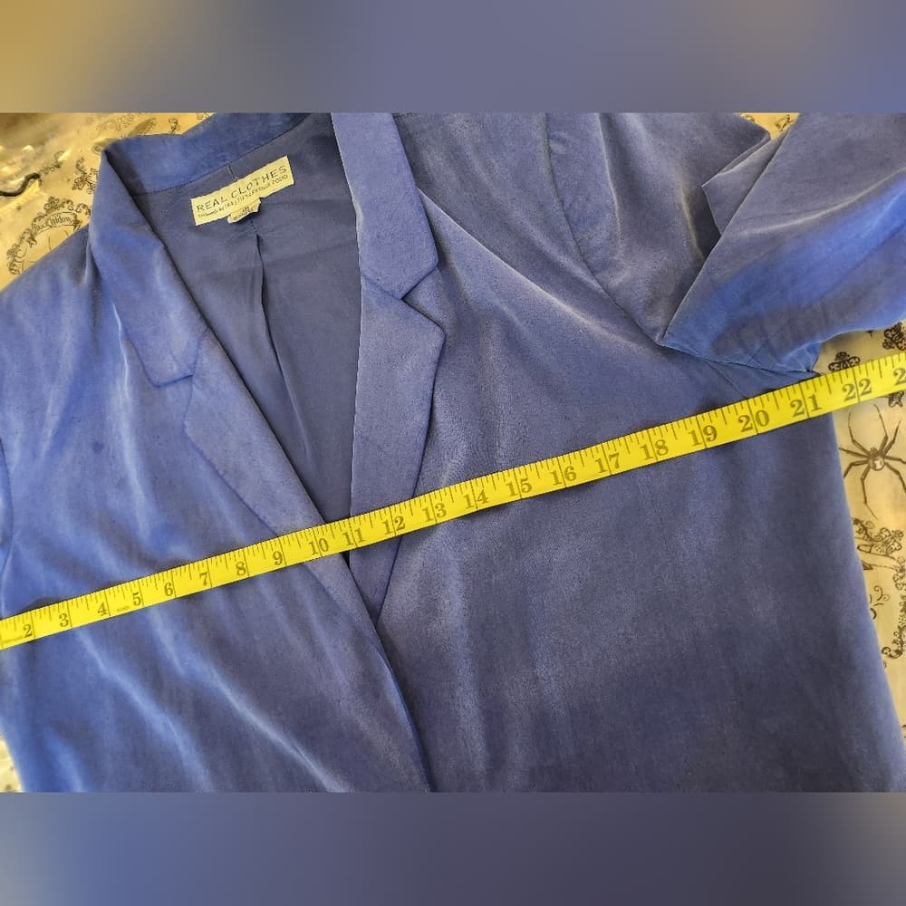 Vintage Blue 100% Silk Blazer Real Clothes For Saks Fifth Avenue Exclusive - Thumbnail 11