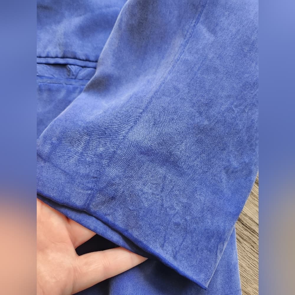 Vintage Blue 100% Silk Blazer Real Clothes For Saks Fifth Avenue Exclusive - Thumbnail 9