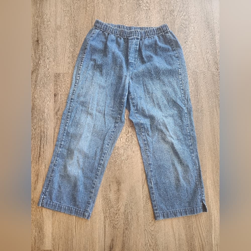 Liz Claiborne Lizwear Baggy Elastic Waist Denim Cropped Mom Jeans - Thumbnail 10