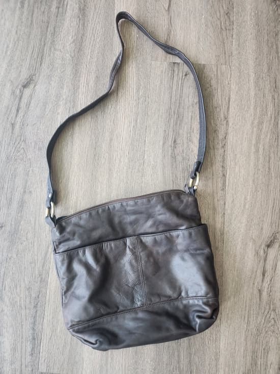 Vintage Genuine Leather Crossbody Bag With Pockets in Dark Brown - Thumbnail 14